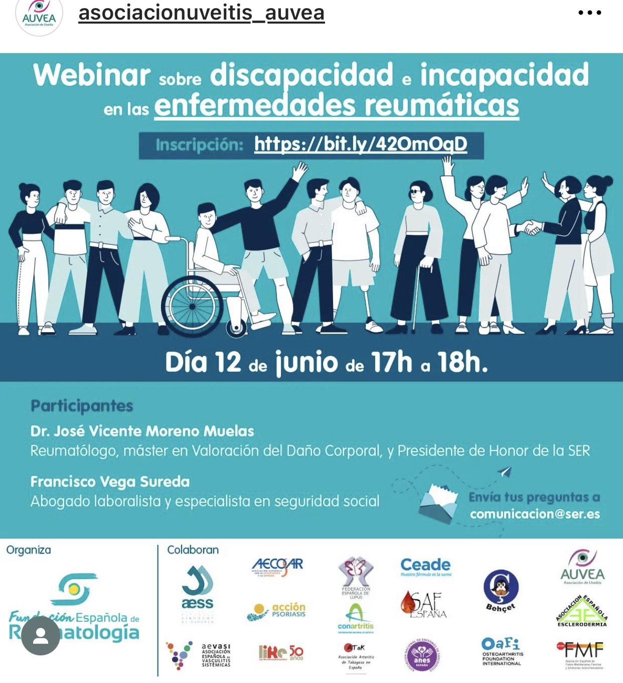 Webinar sobre discapacidad e incapacidad en las enfermedades reumáticas