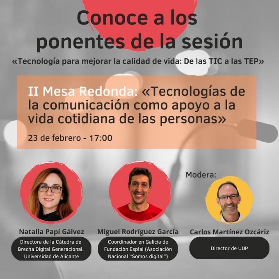 Imagen de la II Mesa Redonda: <<Tecnologías de la comunicación como apoyo a la vida cotidiana de las personas>>